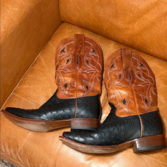 Corral Ostrich Black and Tan Boots 11D - Picture 12 of 14